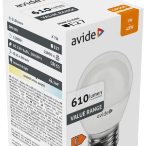 Avide LED Σφαιρική 7W E27 Λευκό 4000K Value