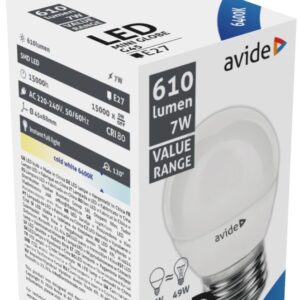 Avide LED Σφαιρική 7W E27 Ψυχρό 6400K Value