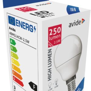 Avide LED Σφαιρική G45 2.5W E14 Ψυχρό 6400K Υψηλής Φωτεινότητας