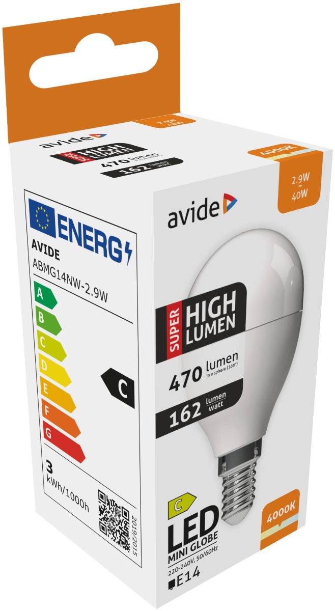 Avide LED Σφαιρική G45 2.9W E14 Λευκό 4000K Super Υψηλής Φωτεινότητας Avide LED Σφαιρική G45 2.9W E14 Λευκό 4000K Super Υψηλής Φωτεινότητας