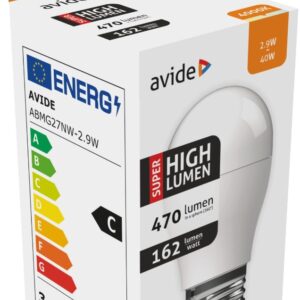 Avide LED Σφαιρική G45 2.9W E27 Λευκό 4000K Super Υψηλής Φωτεινότητας