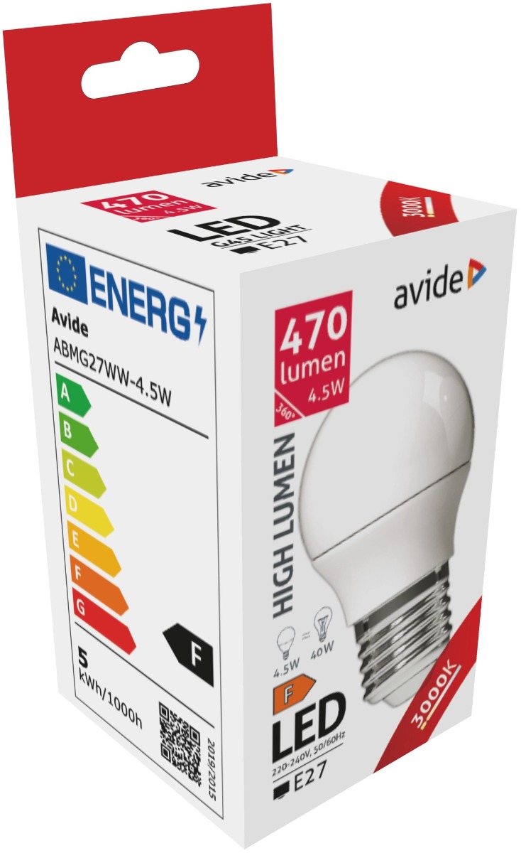 Avide LED Σφαιρική G45 4.5W E27 Θερμό 3000K Avide LED Σφαιρική G45 4.5W E27 Θερμό 3000K