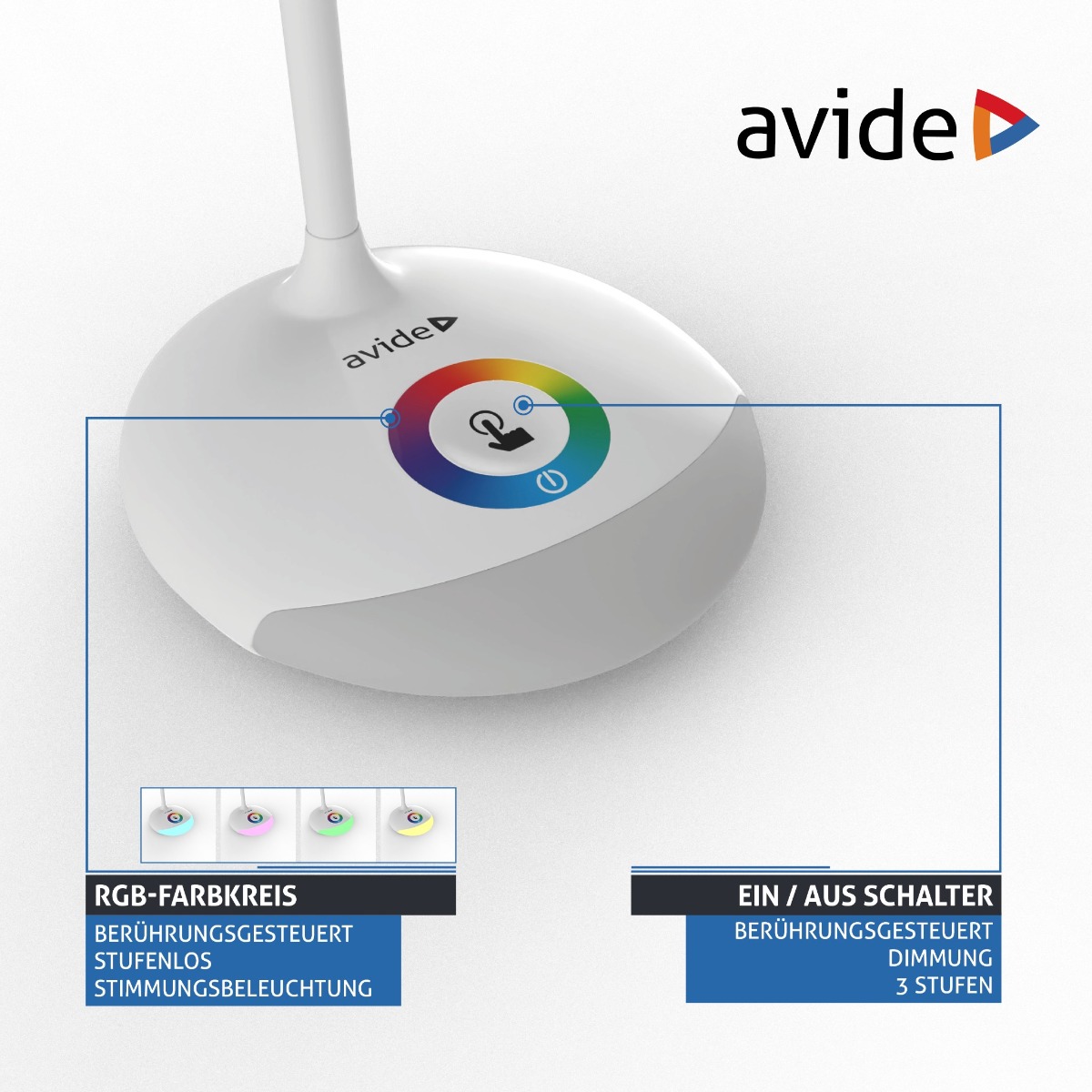 Avide LED Φωτιστικό Γραφείου RGB Άσπρο 4W Avide LED Φωτιστικό Γραφείου RGB Άσπρο 4W - Image 4