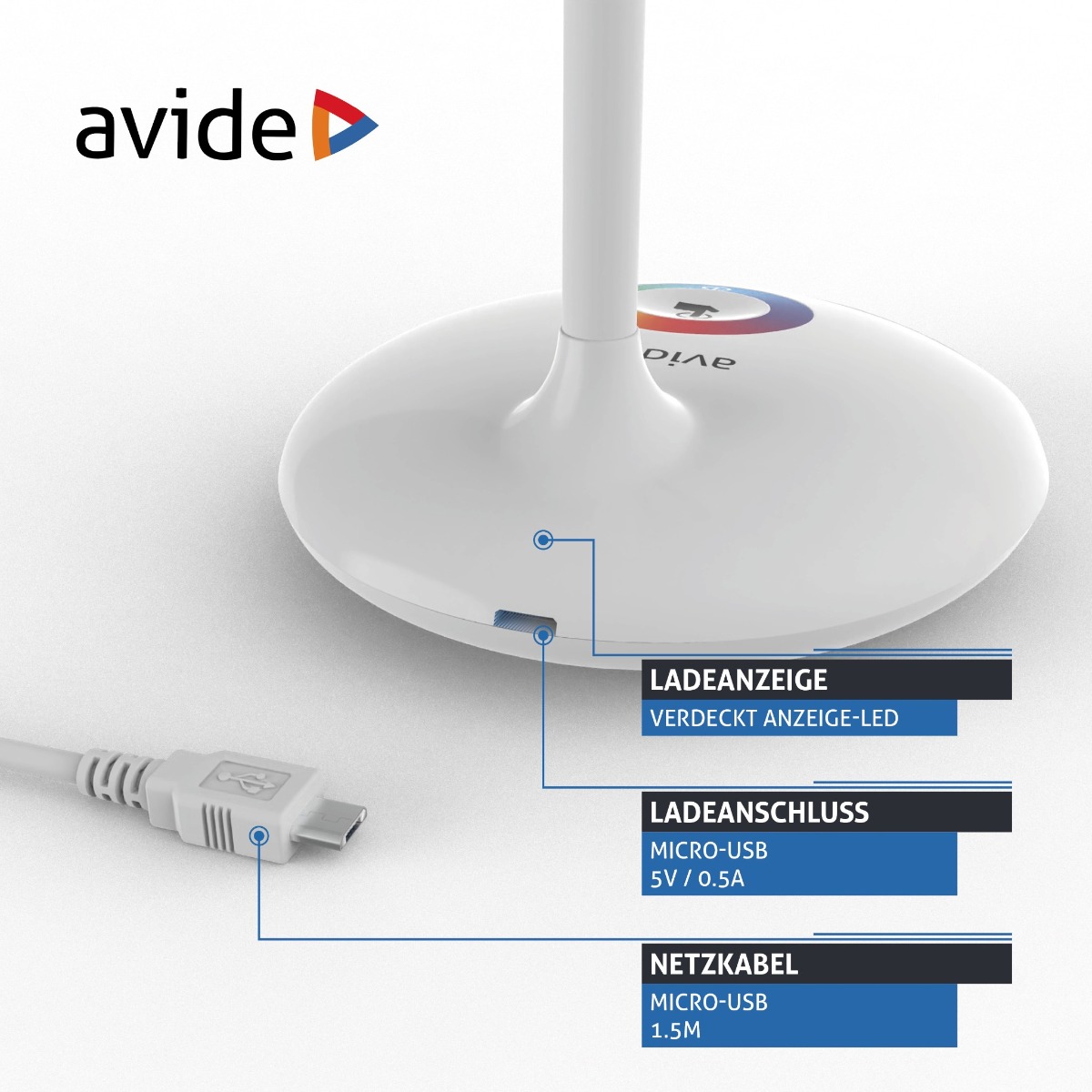Avide LED Φωτιστικό Γραφείου RGB Άσπρο 4W Avide LED Φωτιστικό Γραφείου RGB Άσπρο 4W - Image 5
