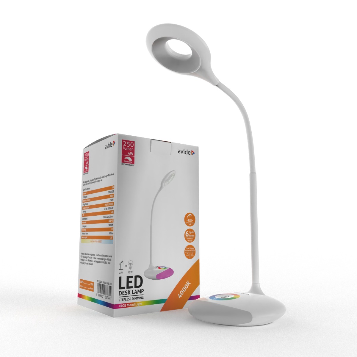 Avide LED Φωτιστικό Γραφείου RGB Άσπρο 4W Avide LED Φωτιστικό Γραφείου RGB Άσπρο 4W - Image 6