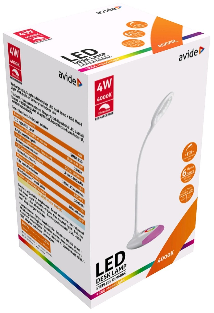 Avide LED Φωτιστικό Γραφείου RGB Άσπρο 4W Avide LED Φωτιστικό Γραφείου RGB Άσπρο 4W - Image 7