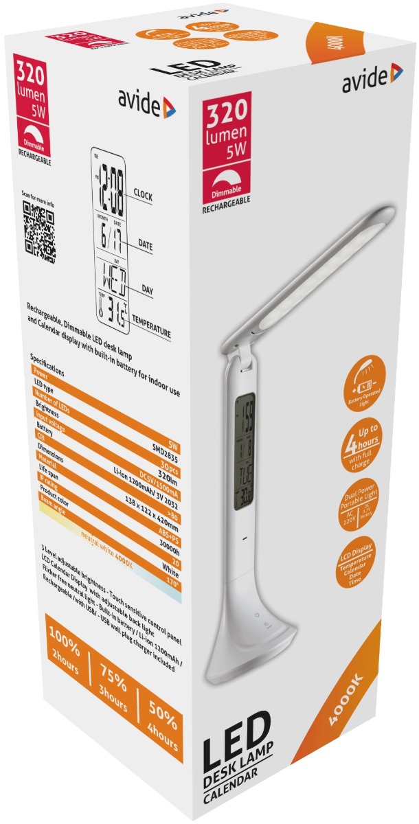 Avide LED Φωτιστικό Γραφείου με Ημερολόγιο Άσπρο 5W Avide LED Φωτιστικό Γραφείου με Ημερολόγιο Άσπρο 5W - Image 2