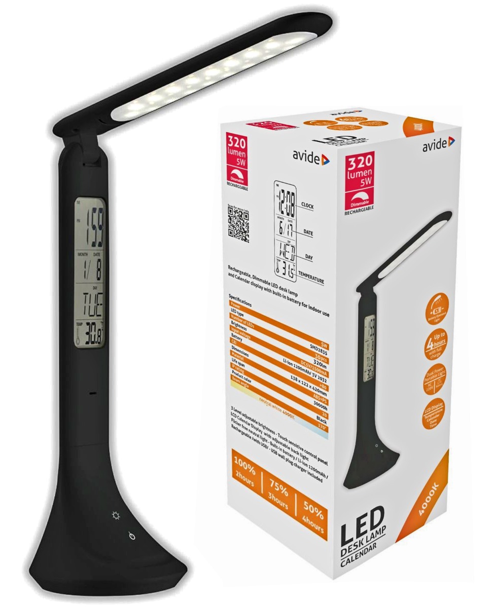 Avide LED Φωτιστικό Γραφείου με Ημερολόγιο Μαύρο 5W Avide LED Φωτιστικό Γραφείου με Ημερολόγιο Μαύρο 5W - Image 3