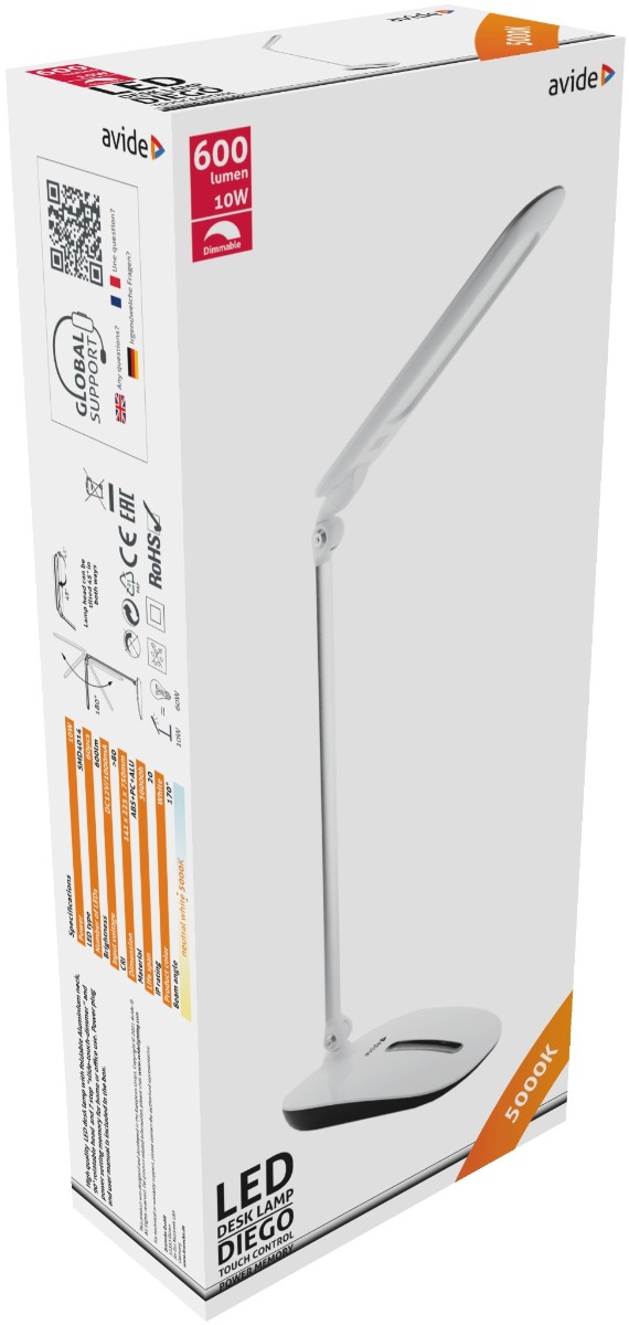 Avide LED Φωτιστικό Γραφείου με Ντίμερ Αφής Άσπρο 10W Avide LED Φωτιστικό Γραφείου με Ντίμερ Αφής Άσπρο 10W - Image 2