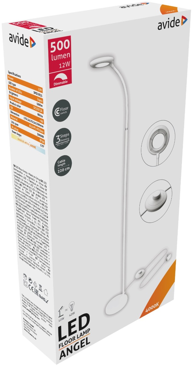 Avide LED Φωτιστικό Δαπέδου Angel 12W Λευκό 4000K Άσπρο Avide LED Φωτιστικό Δαπέδου Angel 12W Λευκό 4000K Άσπρο - Image 2