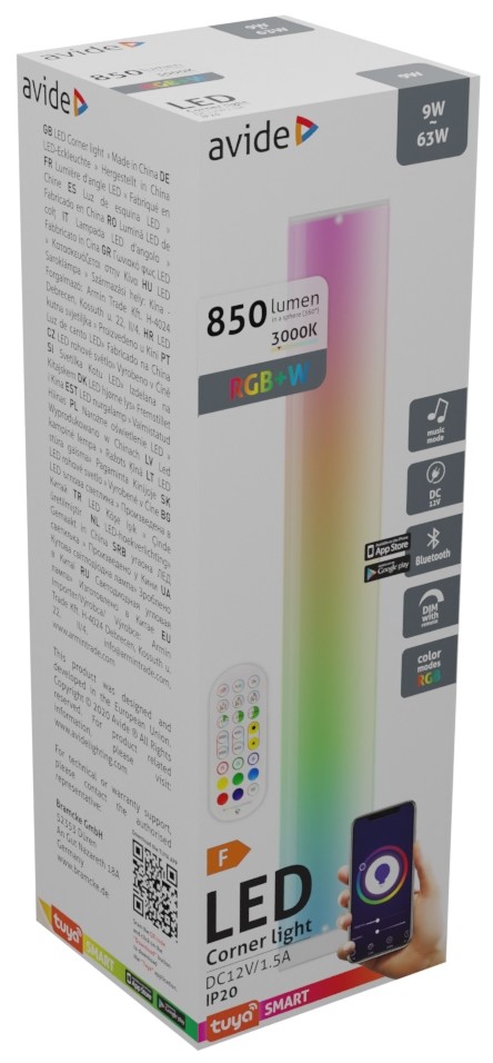 Avide LED Φωτιστικό Δαπέδου Digital RGB + 3000K BT με Αισθητήρα Μουσικής Avide LED Φωτιστικό Δαπέδου Digital RGB + 3000K BT με Αισθητήρα Μουσικής - Image 2