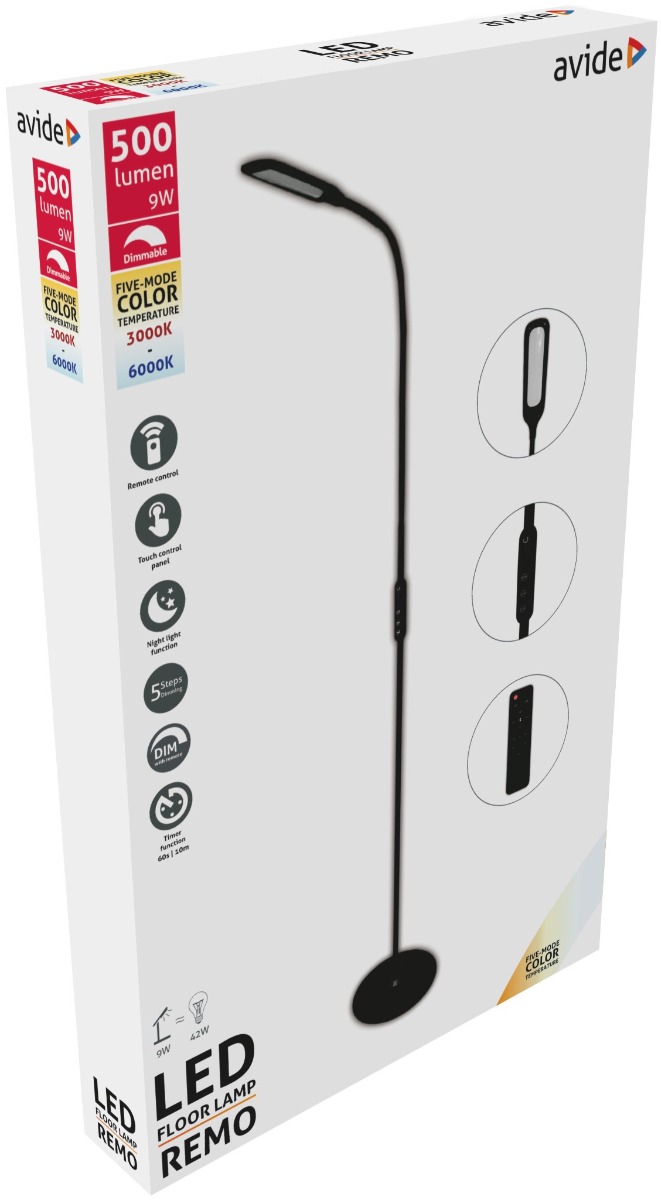 Avide LED Φωτιστικό Δαπέδου Remo 9W CCT Μαύρο Avide LED Φωτιστικό Δαπέδου Remo 9W CCT Μαύρο - Image 2