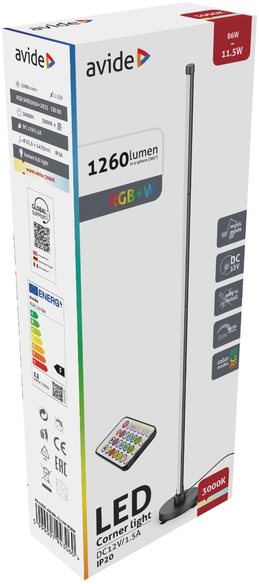 Avide LED Φωτιστικό Δαπέδου Γωνίας RGB + W με με Αισθητήρα Μουσικής Avide LED Φωτιστικό Δαπέδου Γωνίας RGB + W με με Αισθητήρα Μουσικής - Image 2