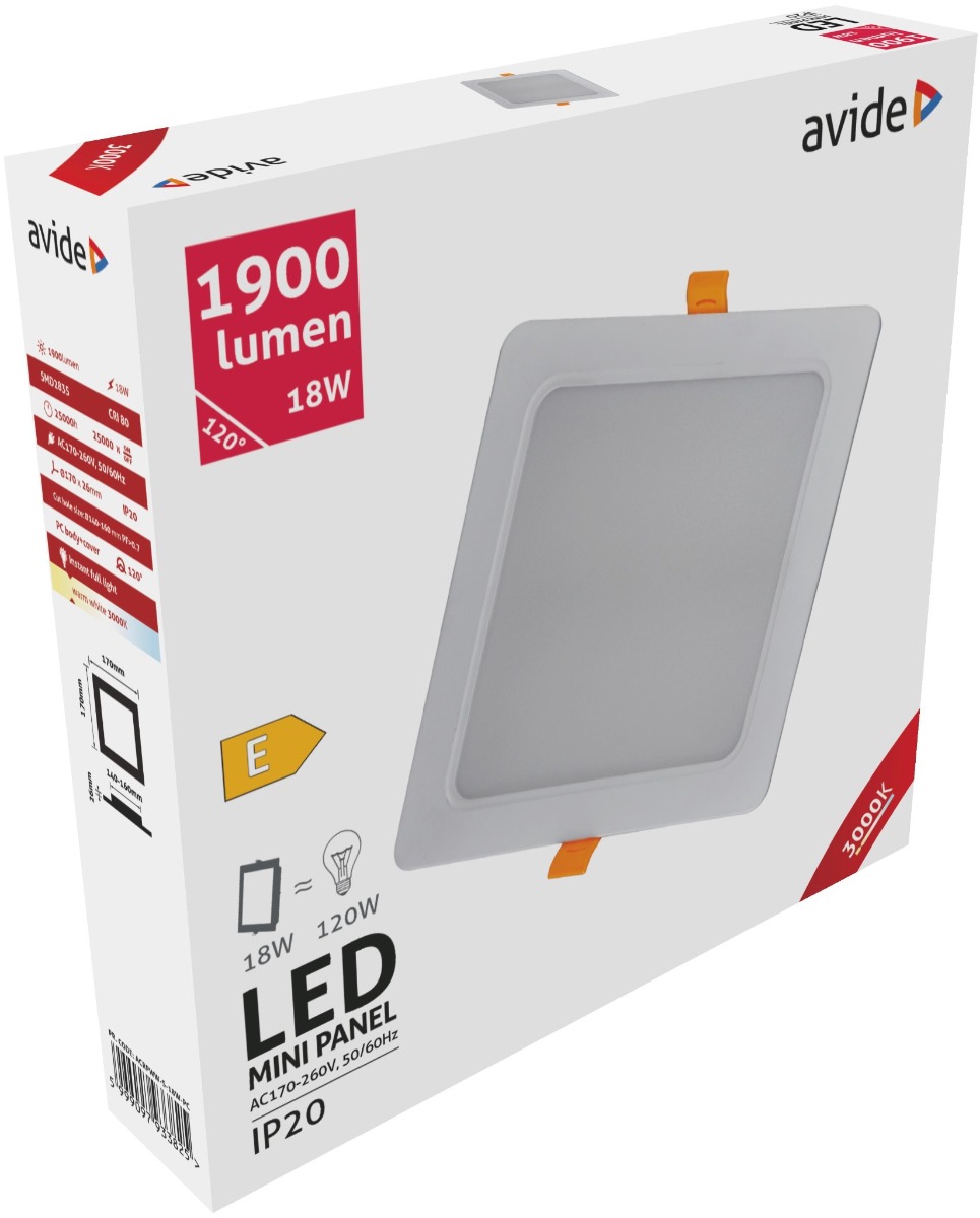 Avide LED Φωτιστικό Οροφής Χωνευτό Τετράγωνο Πλαστικό 18W Θερμό 3000K Avide LED Φωτιστικό Οροφής Χωνευτό Τετράγωνο Πλαστικό 18W Θερμό 3000K