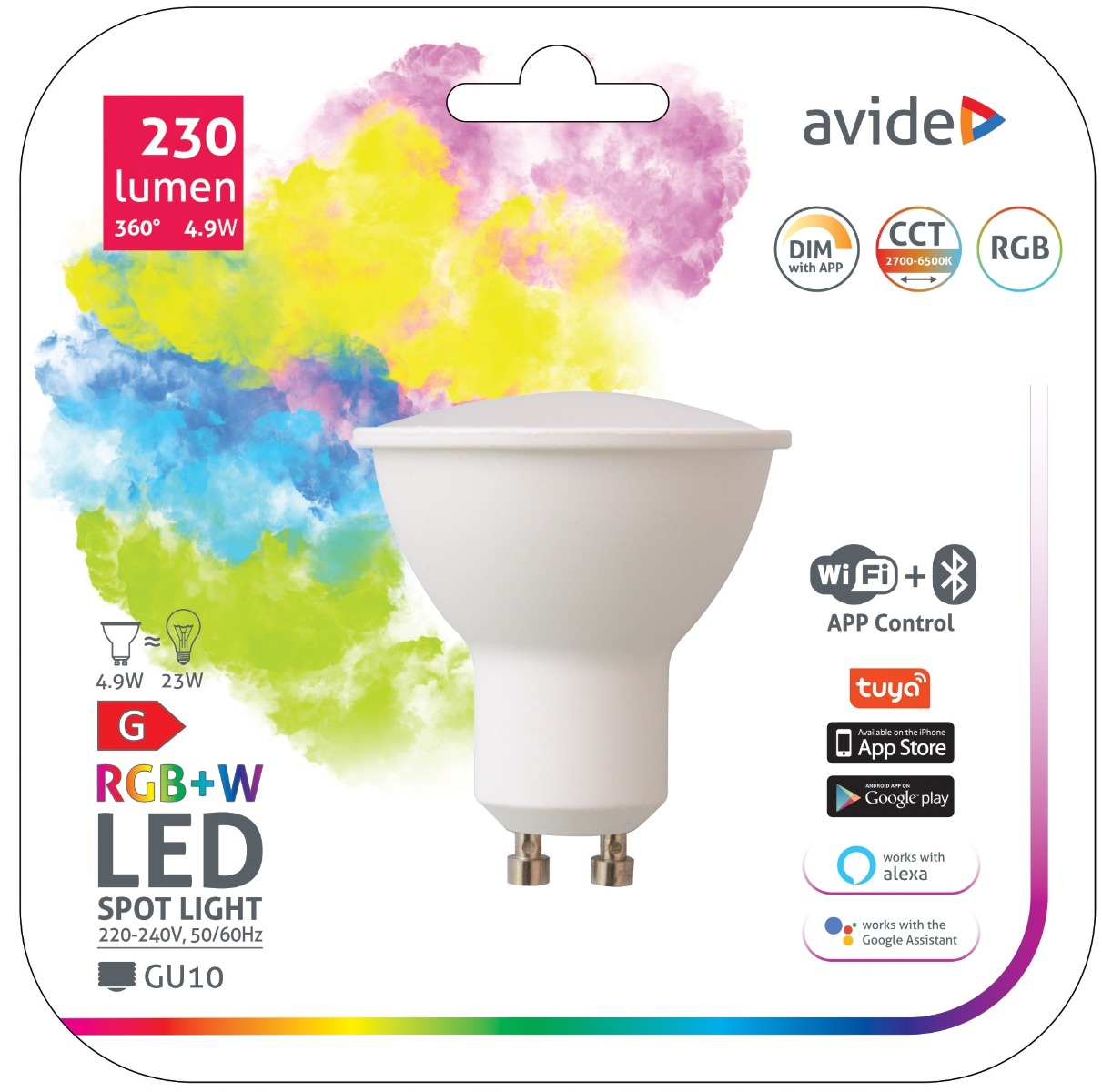 Avide Smart LED GU10 4.9W RGB+W WIFI + BLE APP Control Avide Smart LED GU10 4.9W RGB+W WIFI + BLE APP Control