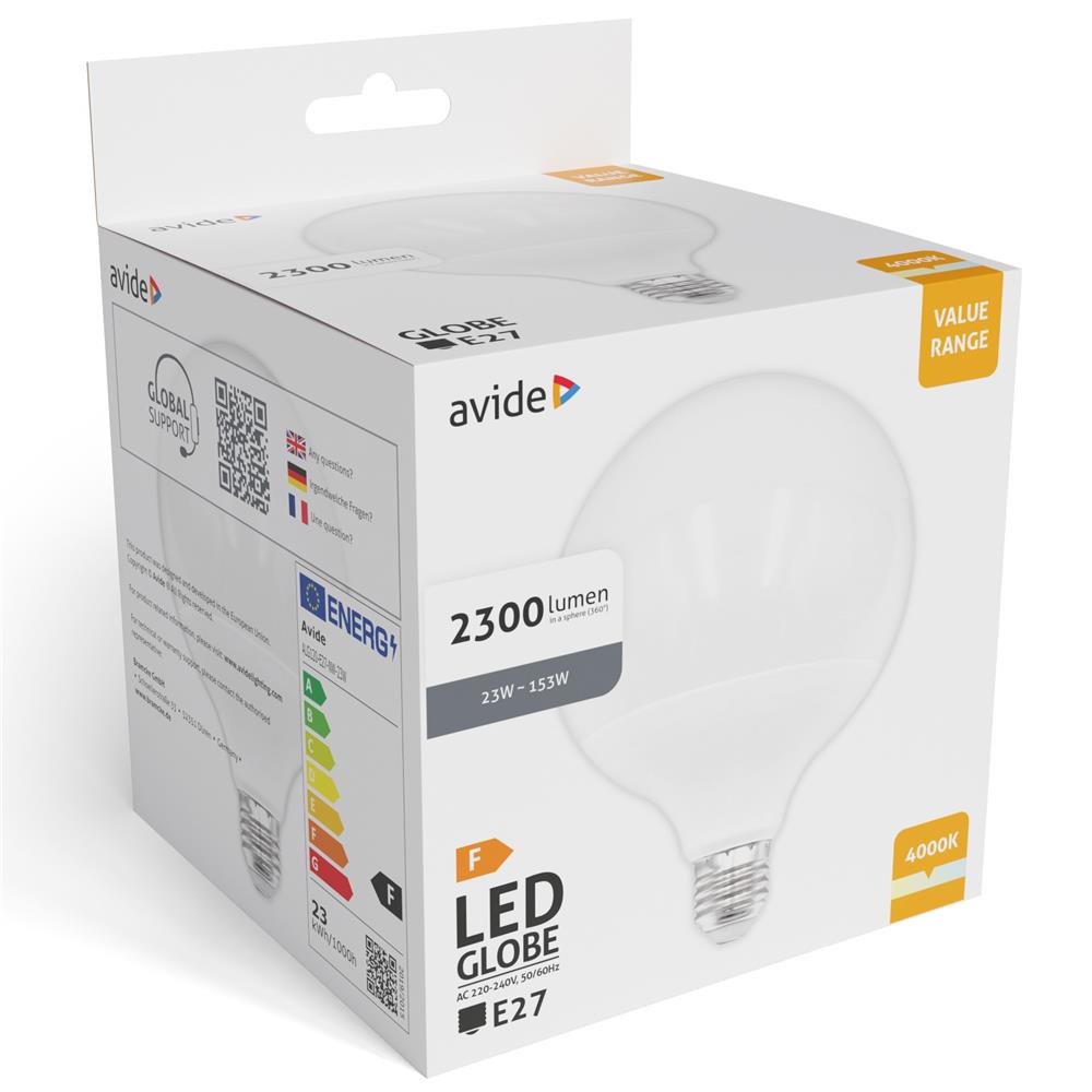 Avide Value LED G120 SMD Globe Opal E27 23W NW 4000K Avide Value LED G120 SMD Globe Opal E27 23W NW 4000K