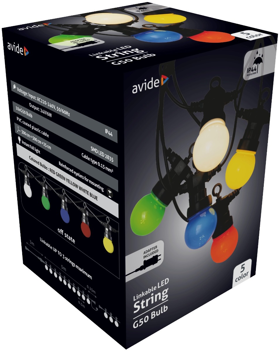 Avide Εξωτερική Γιρλάντα 5m RGB με Δυνατότητα Επέκτασης Avide Εξωτερική Γιρλάντα 5m RGB με Δυνατότητα Επέκτασης