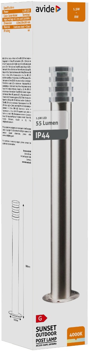 Avide Εξωτερικό Φωτιστικό Κήπου Sunset LED 1.5W NW 500mm IP44 Σατέν Νίκελ Avide Εξωτερικό Φωτιστικό Κήπου Sunset LED 1.5W NW 500mm IP44 Σατέν Νίκελ - Image 2