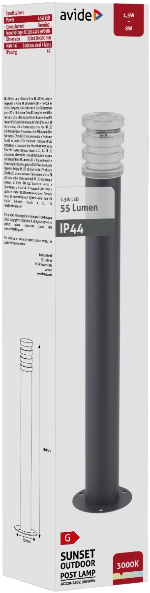 Avide Εξωτερικό Φωτιστικό Κήπου Sunset LED 1.5W Θερμό 500mm IP44 Ανθρακί Avide Εξωτερικό Φωτιστικό Κήπου Sunset LED 1.5W Θερμό 500mm IP44 Ανθρακί - Image 2