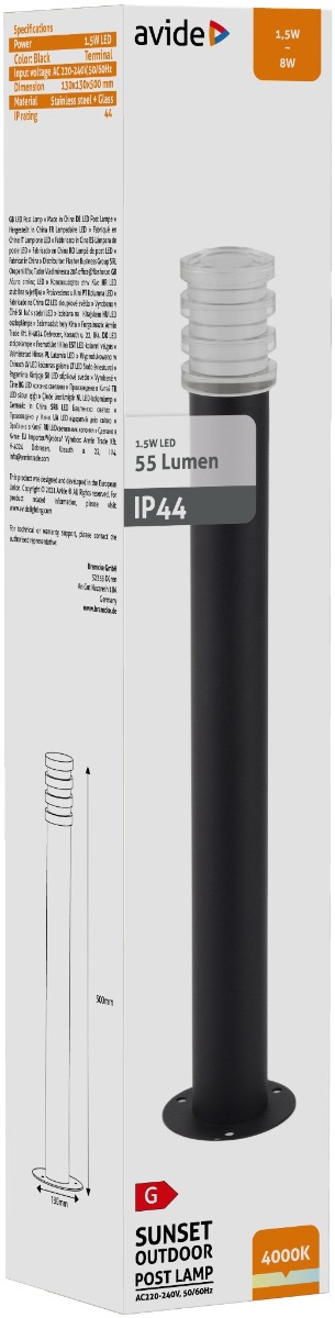 Avide Εξωτερικό Φωτιστικό Κήπου Sunset LED 1.5W Λευκό 500mm IP44 Μαύρο Avide Εξωτερικό Φωτιστικό Κήπου Sunset LED 1.5W Λευκό 500mm IP44 Μαύρο - Image 2