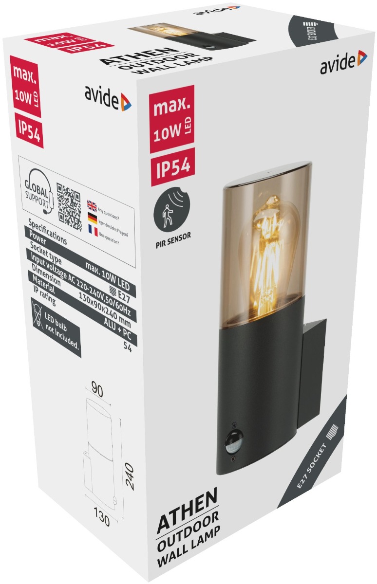Avide Εξωτερικό Φωτιστικό Τοίχου Athen 1xE27 IP54 με Φωτοκύτταρο Avide Εξωτερικό Φωτιστικό Τοίχου Athen 1xE27 IP54 με Φωτοκύτταρο - Image 2