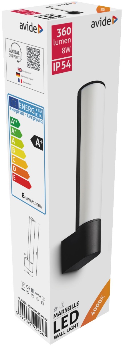 Avide Εξωτερικό Φωτιστικό Τοίχου Marseille Vertical LED 8W Λευκό 4000K IP54 Avide Εξωτερικό Φωτιστικό Τοίχου Marseille Vertical LED 8W Λευκό 4000K IP54 - Image 2