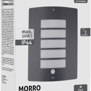Avide Εξωτερικό Φωτιστικό Τοίχου Morro 1xE27 IP44 Ανθρακί με Φωτοκύτταρο