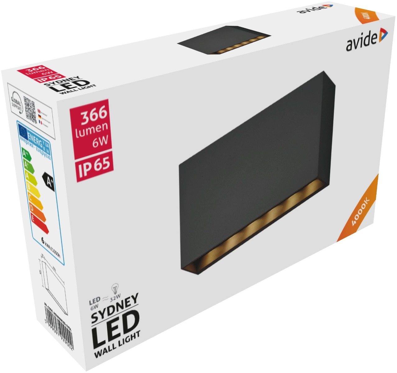 Avide Εξωτερικό Φωτιστικό Τοίχου Sydney LED 6W Λευκό 4000K IP65 20cm Avide Εξωτερικό Φωτιστικό Τοίχου Sydney LED 6W Λευκό 4000K IP65 20cm - Image 2