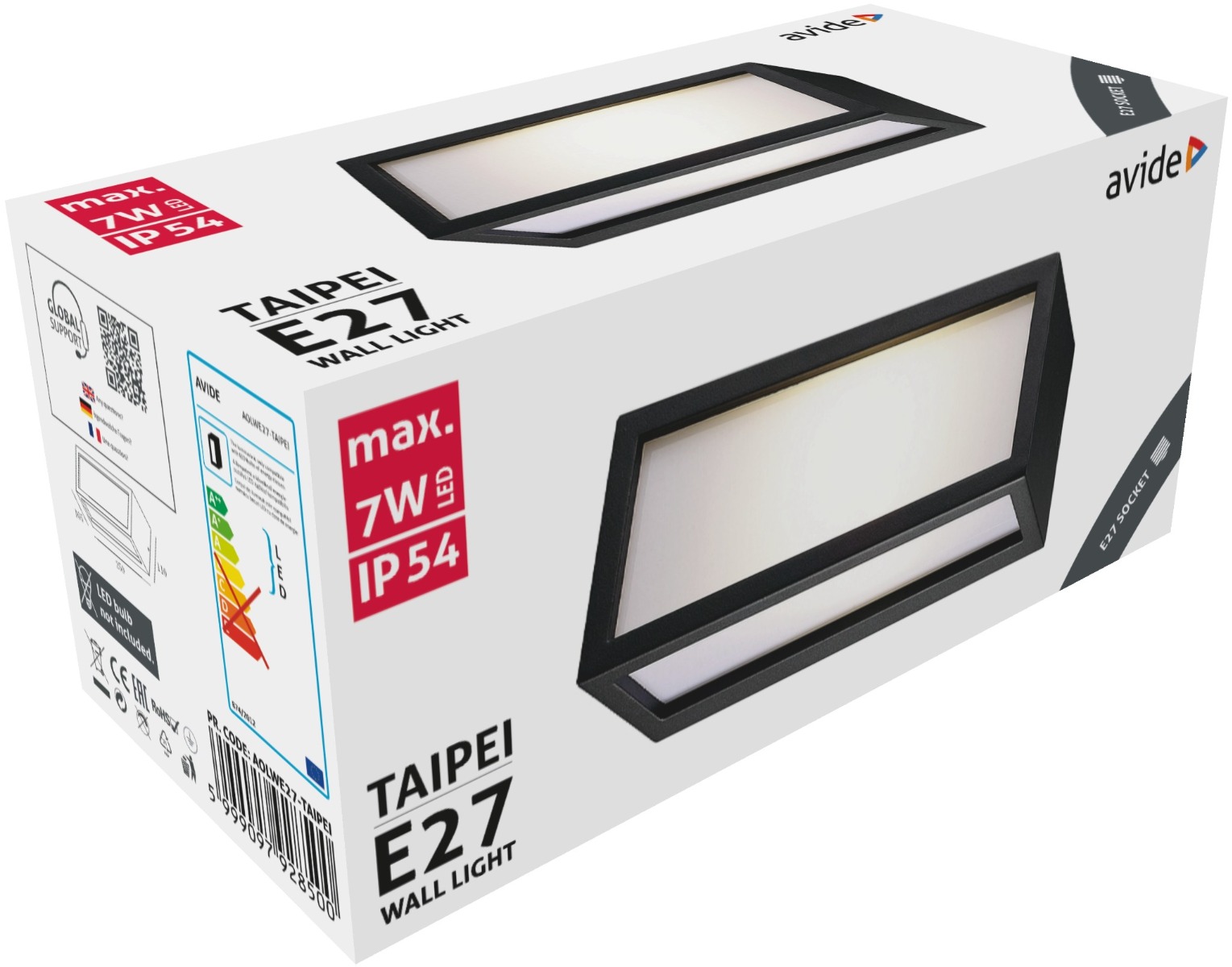 Avide Εξωτερικό Φωτιστικό Τοίχου Taipei 1xE27 IP54 Avide Εξωτερικό Φωτιστικό Τοίχου Taipei 1xE27 IP54 - Image 2