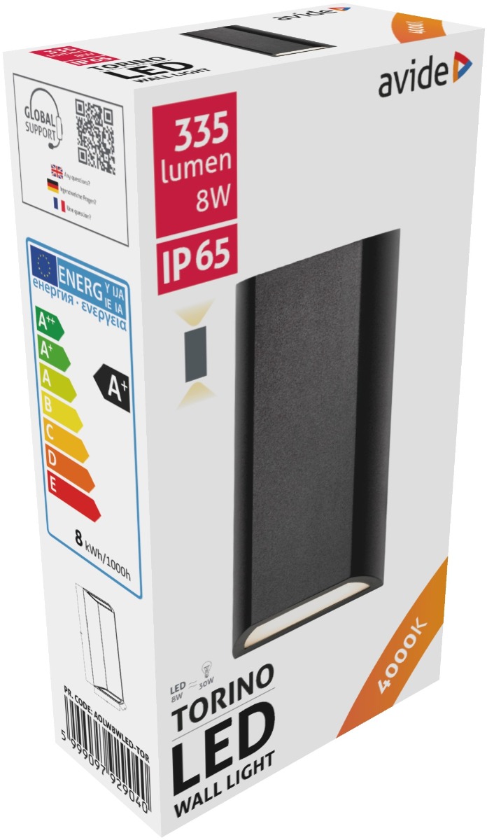 Avide Εξωτερικό Φωτιστικό Τοίχου Torino 2 Way LED 8W Λευκό 4000K IP65 Avide Εξωτερικό Φωτιστικό Τοίχου Torino 2 Way LED 8W Λευκό 4000K IP65 - Image 2