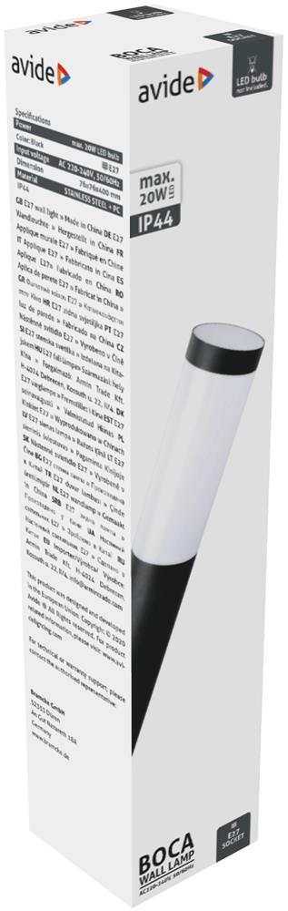 Avide Επιτοίχιο Φωτιστικό Εξωτερικού Χώρου Boca 1xE27 IP44 Μαύρο Avide Επιτοίχιο Φωτιστικό Εξωτερικού Χώρου Boca 1xE27 IP44 Μαύρο - Image 2