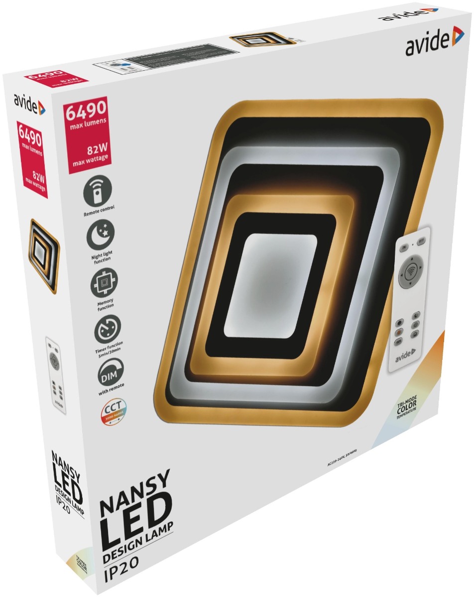 Avide Μοντέρνα Πλαφονιέρα Οροφής Oyster Nansy 82W(41+41) με Τηλεχειριστήριο Avide Μοντέρνα Πλαφονιέρα Οροφής Oyster Nansy 82W(41+41) με Τηλεχειριστήριο - Image 2