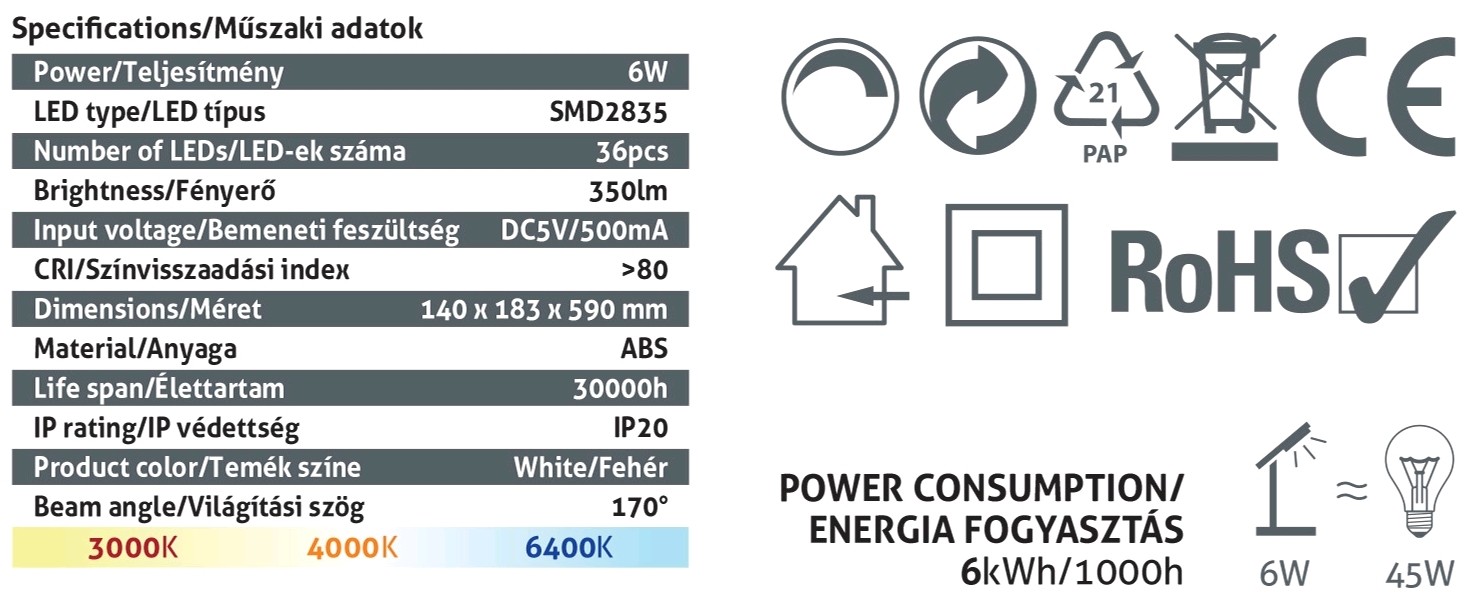 Avide Φωτιστικό Γραφείου LED δερμάτινο με ημερολόγιο 6W Λευκό Avide Φωτιστικό Γραφείου LED δερμάτινο με ημερολόγιο 6W Λευκό - Image 3