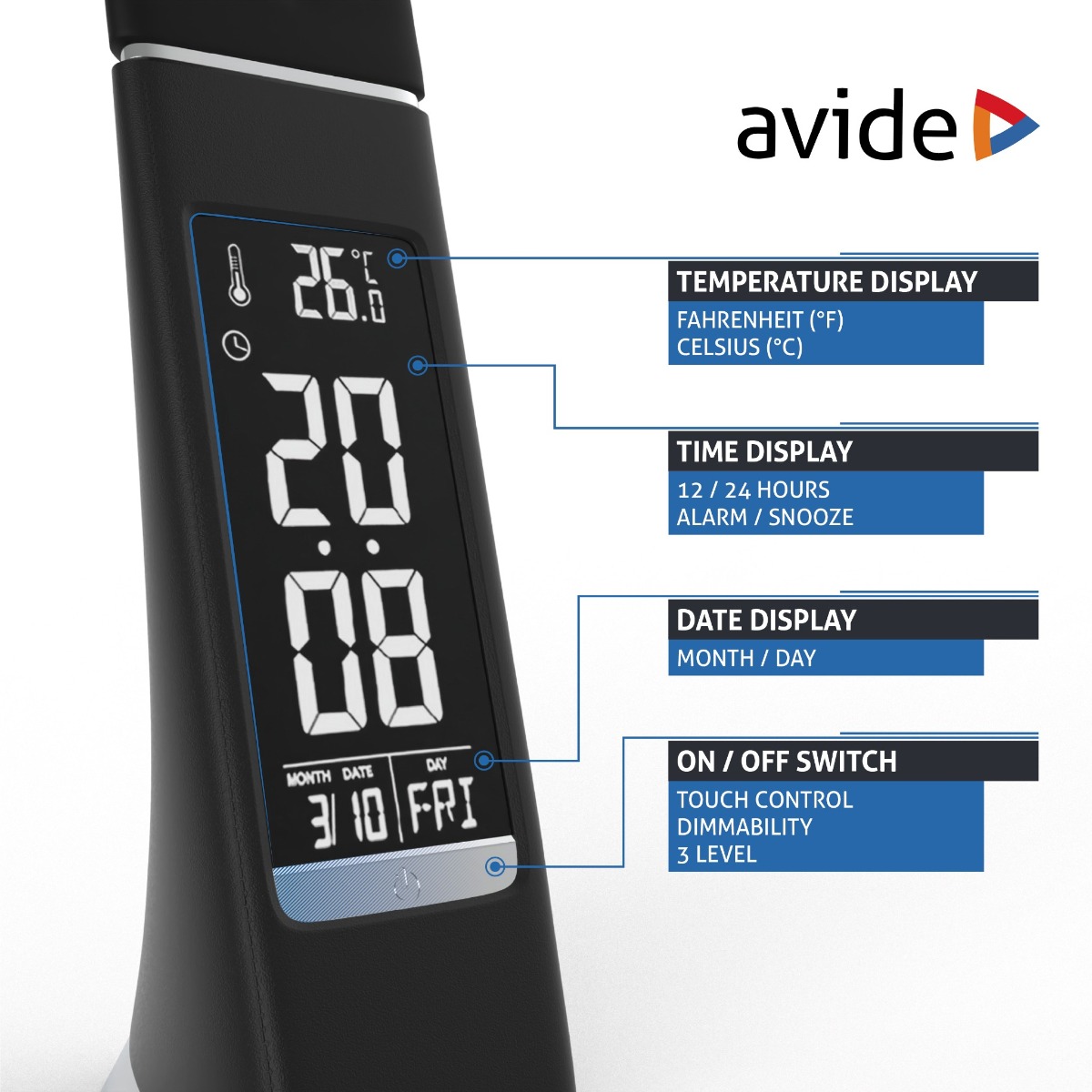 Avide Φωτιστικό Γραφείου LED δερμάτινο με ημερολόγιο 6W Μαύρο Avide Φωτιστικό Γραφείου LED δερμάτινο με ημερολόγιο 6W Μαύρο - Image 5