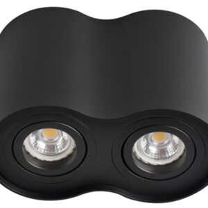 Avide Φωτιστικό Οροφής GU10 Spot Light Στρογγυλό Μαύρο Περιστρεφόμενο Διπλό
