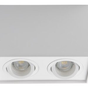 Avide Φωτιστικό Οροφής GU10 Spot Light Τετράγωνο Λευκό Περιστρεφόμενο Διπλό