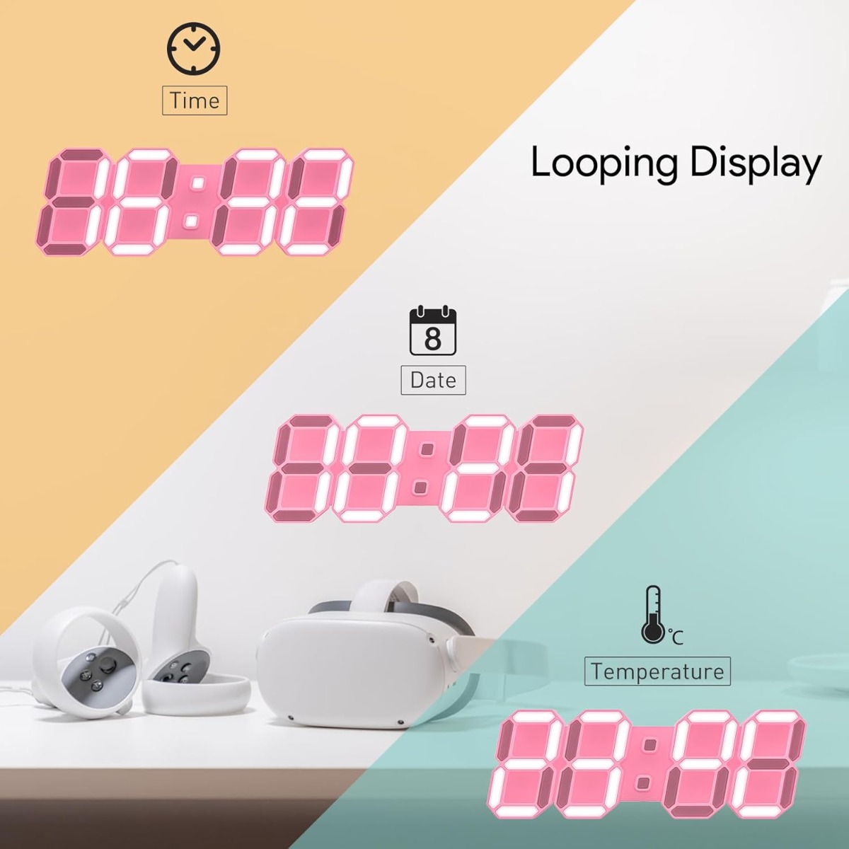EDUP EH-LEDNI-B-1 Ρολόι τοίχου 3D LED 5,2" Μίνι Ροζ EDUP EH-LEDNI-B-1 Ρολόι τοίχου 3D LED 5,2" Μίνι Ροζ - Image 7