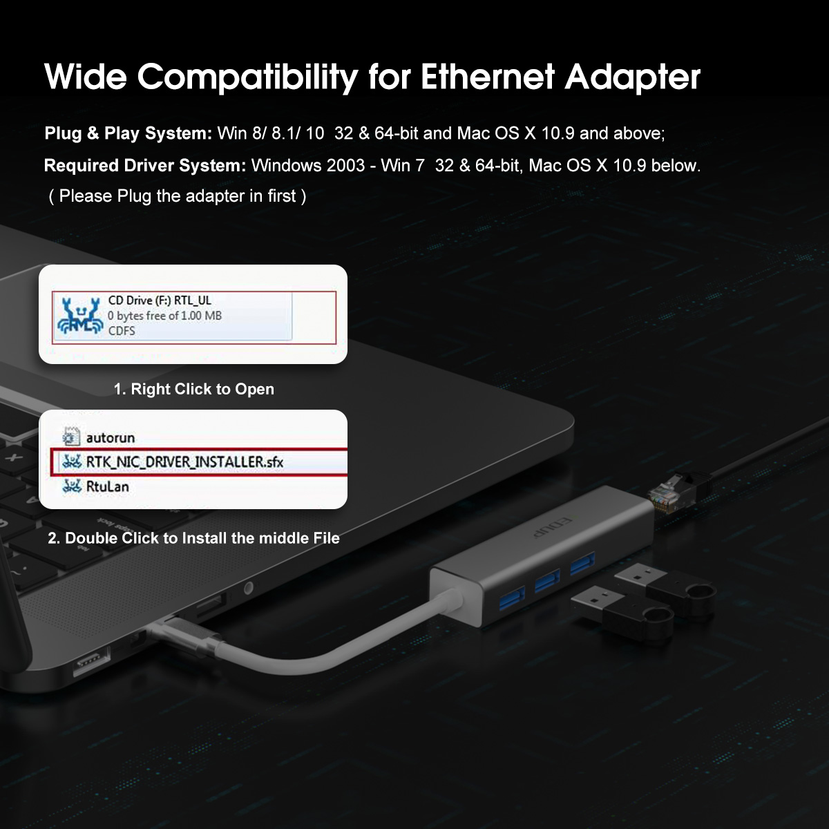 EDUP EP-9801 10/100/1000Mbps Type-C LAN Adapter USB 3.0 Port EDUP EP-9801 10/100/1000Mbps Type-C LAN Adapter USB 3.0 Port - Image 10