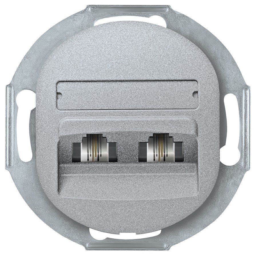 EON E613.S Double telephone socket without cover frame 2xRJ12 6/4 Cat 3, silver EON E613.S Double telephone socket without cover frame 2xRJ12 6/4 Cat 3
