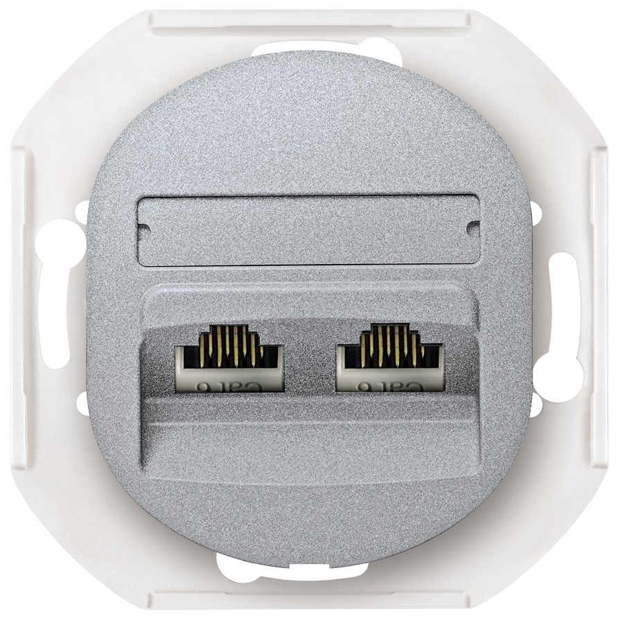 EON E614.S Data socket double without cover frame 2xRJ45 Cat 5e UTP, silver EON E614.S Data socket double without cover frame 2xRJ45 Cat 5e UTP