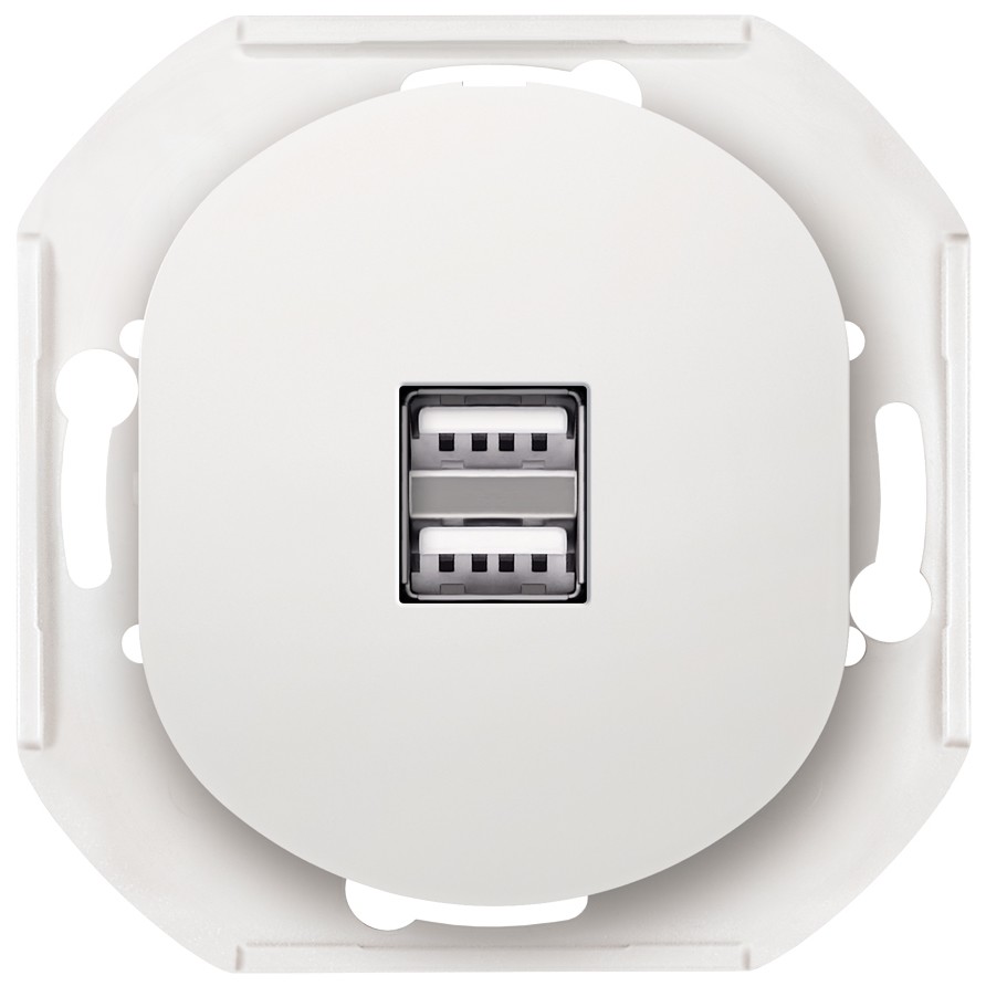 EON E6161.0 2xUSB charger 2,1A 5V, without cover frame EON, white EON E6161.0 2xUSB charger 2