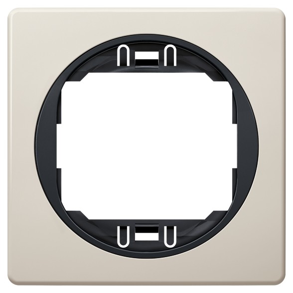 EON E6801.9E One-gang frame 80x80, beige with black holder EON E6801.9E One-gang frame 80x80