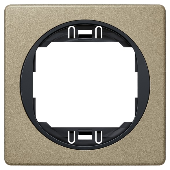 EON E6801.G2E One-gang frame 80x80, brushed nickel with black holder EON E6801.G2E One-gang frame 80x80