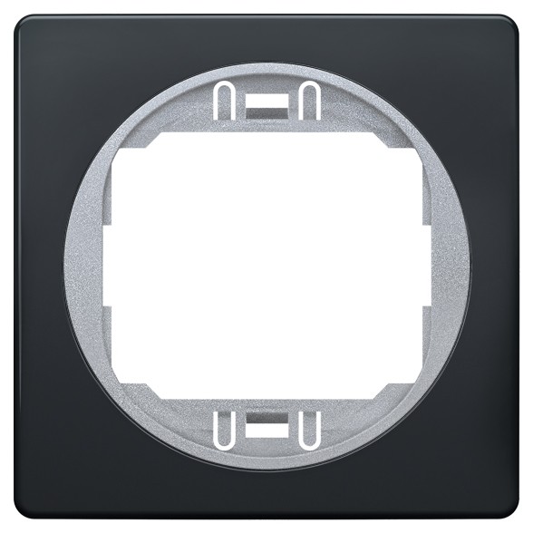EON E6801.S1E One-gang frame 80x80, antic silver with black holder EON E6801.S1E One-gang frame 80x80
