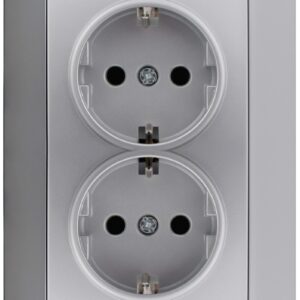Entac Arnold Recessed wall socket 2x earthed Silver
