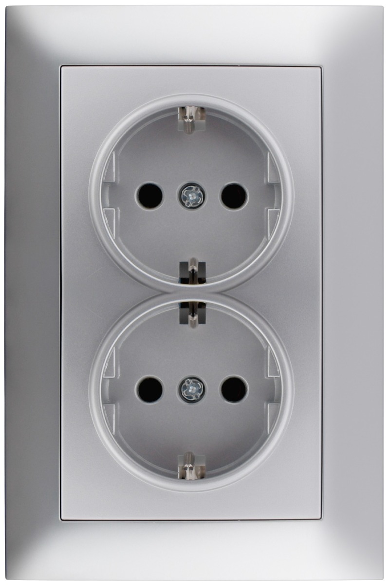 Entac Arnold Recessed wall socket 2x earthed Silver Entac Arnold Recessed wall socket 2x earthed Silver