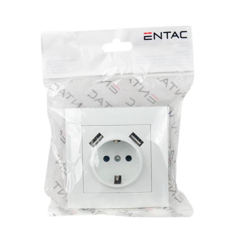 Entac Arnold Recessed wall socket earthed + 2 USB 2.1A (total) White Entac Arnold Recessed wall socket earthed + 2 USB 2.1A (total) White - Image 4