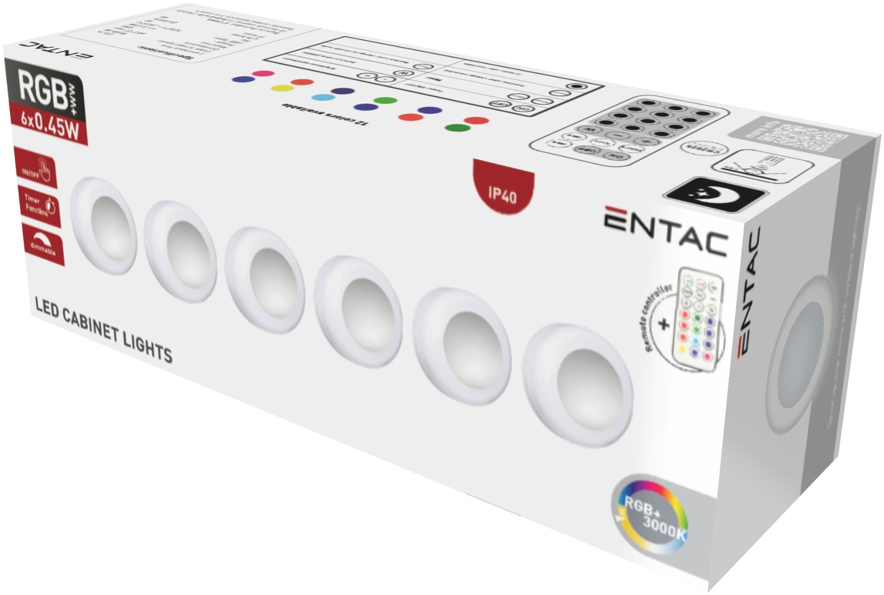 Entac Mini Φορητό Φωτάκι Νυκτός 0,45W RGB RC 6τμχ/σετ Entac Mini Φορητό Φωτάκι Νυκτός 0