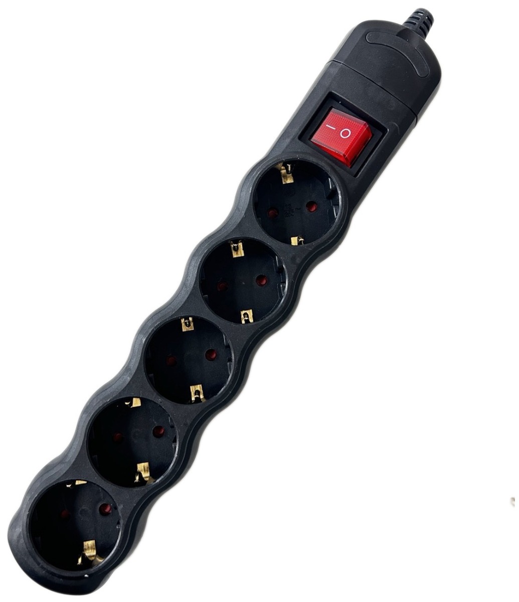 Entac Rewireable 5 Sockets with Switch Black Entac Rewireable 5 Sockets with Switch Black