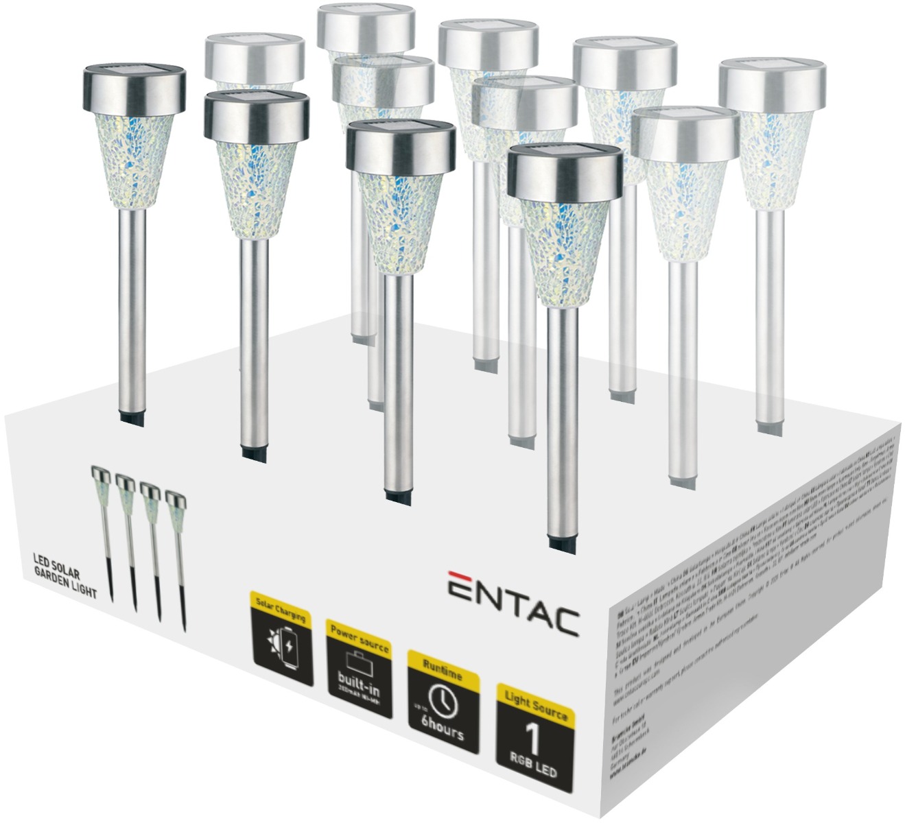 Entac Ηλιακό Κήπου 40cm Ανοξείδωτο ατσάλι με Μωσαϊκό Γυαλί 1 LED (12τμχ) Entac Ηλιακό Κήπου 40cm Ανοξείδωτο ατσάλι με Μωσαϊκό Γυαλί 1 LED (12τμχ) - Image 2